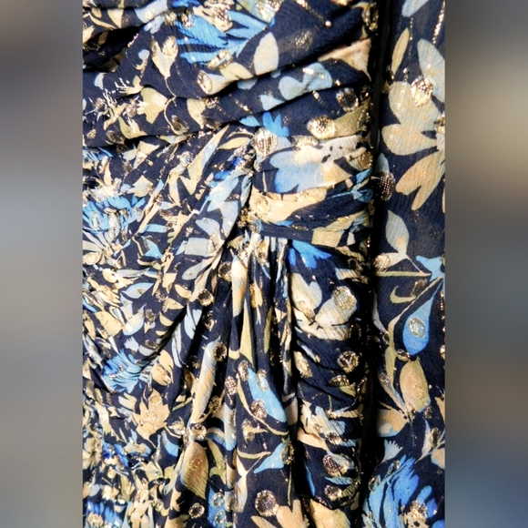 NWOT Monique Lhuillier Floral Chiffon Flounce Long Sleeve Dress Size 6 - Picture 5 of 15